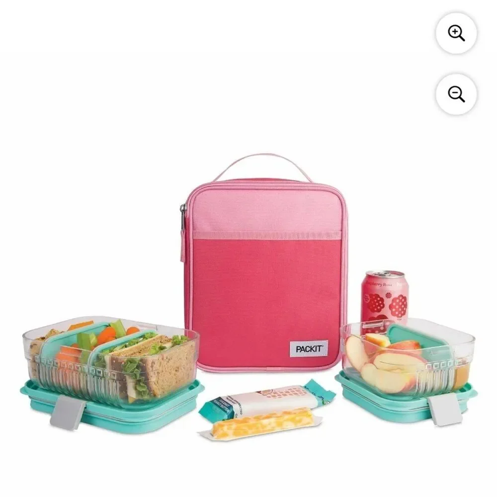 Freezable Kid's Lunch Box - pink color EcoFreeze technology, back to school
